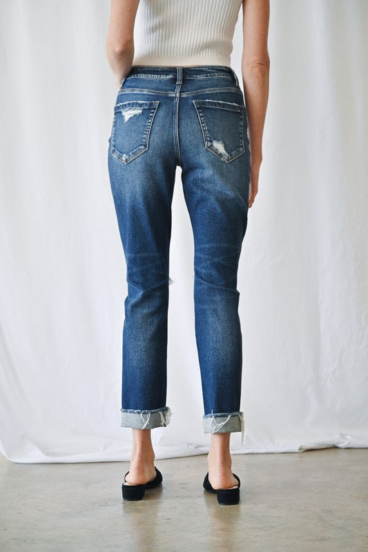 High Rise Boyfriend Jean with Cuff