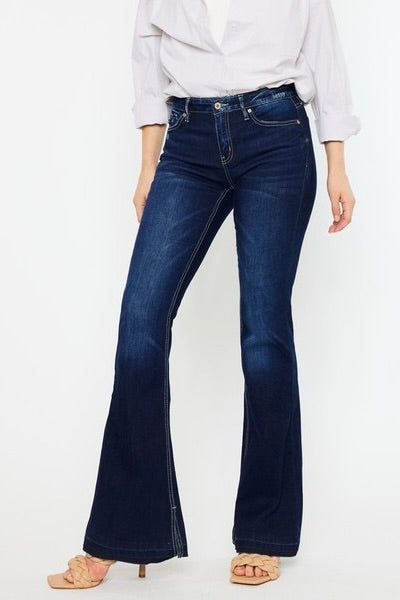 Mid Rise Detailed Hem Flare Jeans by KanCan