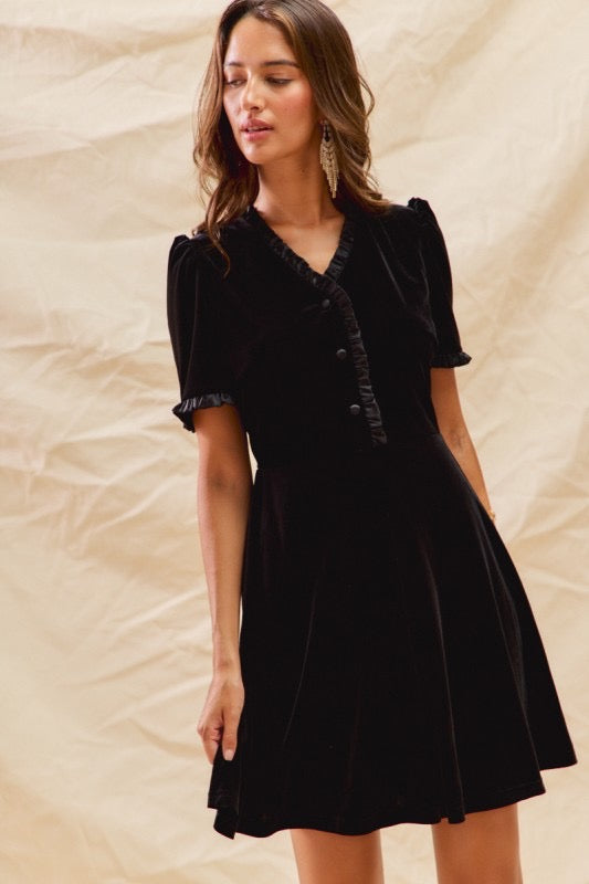 Velvet Ruffle Dress