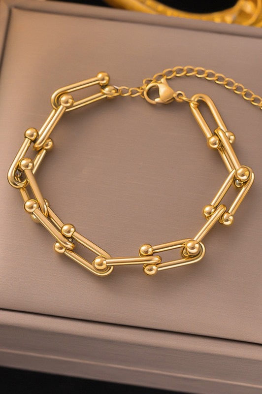 Stainless Steel Gold Link Bracelet