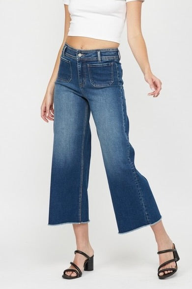 Cropped Wide Leg Jean with Front Pocket