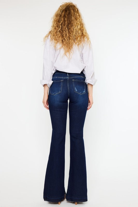 Mid Rise Detailed Hem Flare Jeans by KanCan