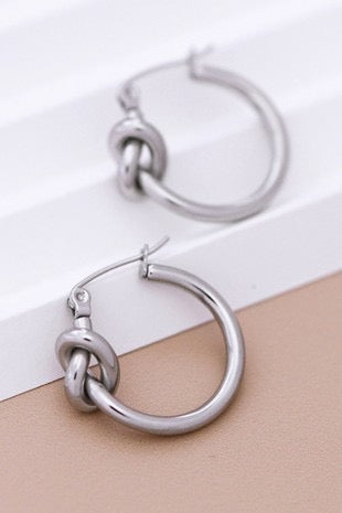 Stainless Steel Knot Hoop Earrings