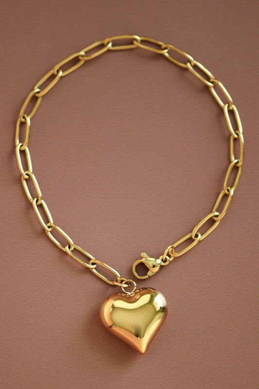 Chain Link Heart Pendant Bracelet