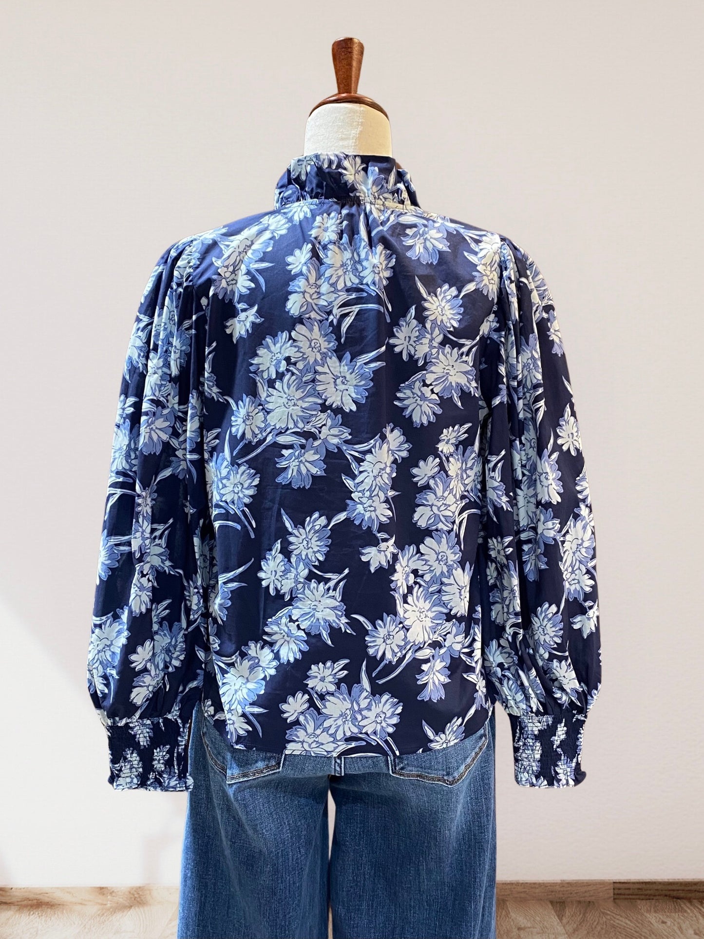 Navy Floral Print Top
