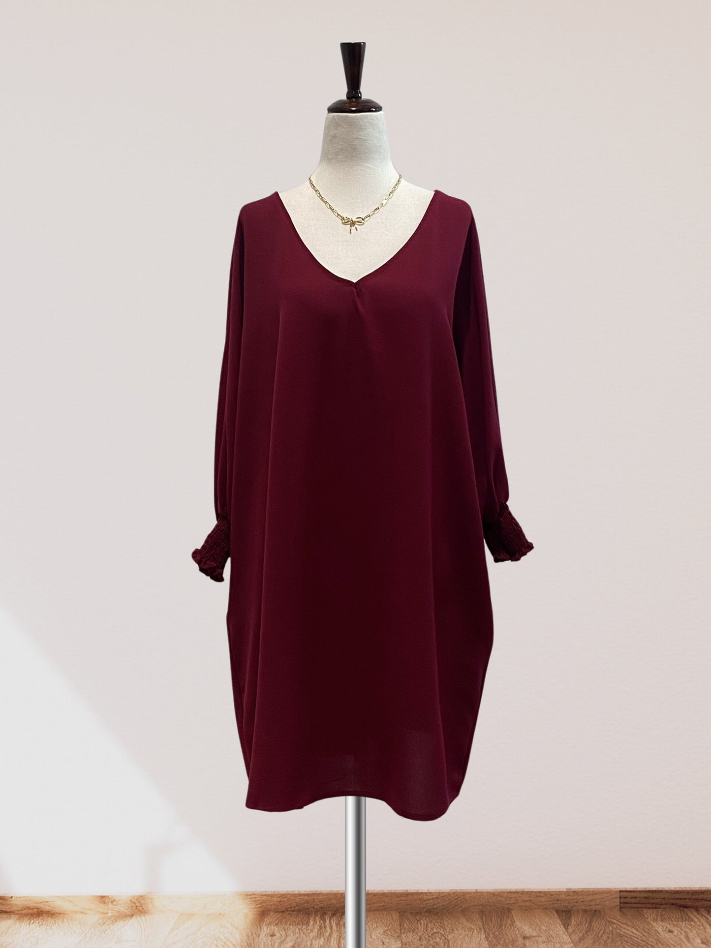 V-Neck Long Sleeve Dress