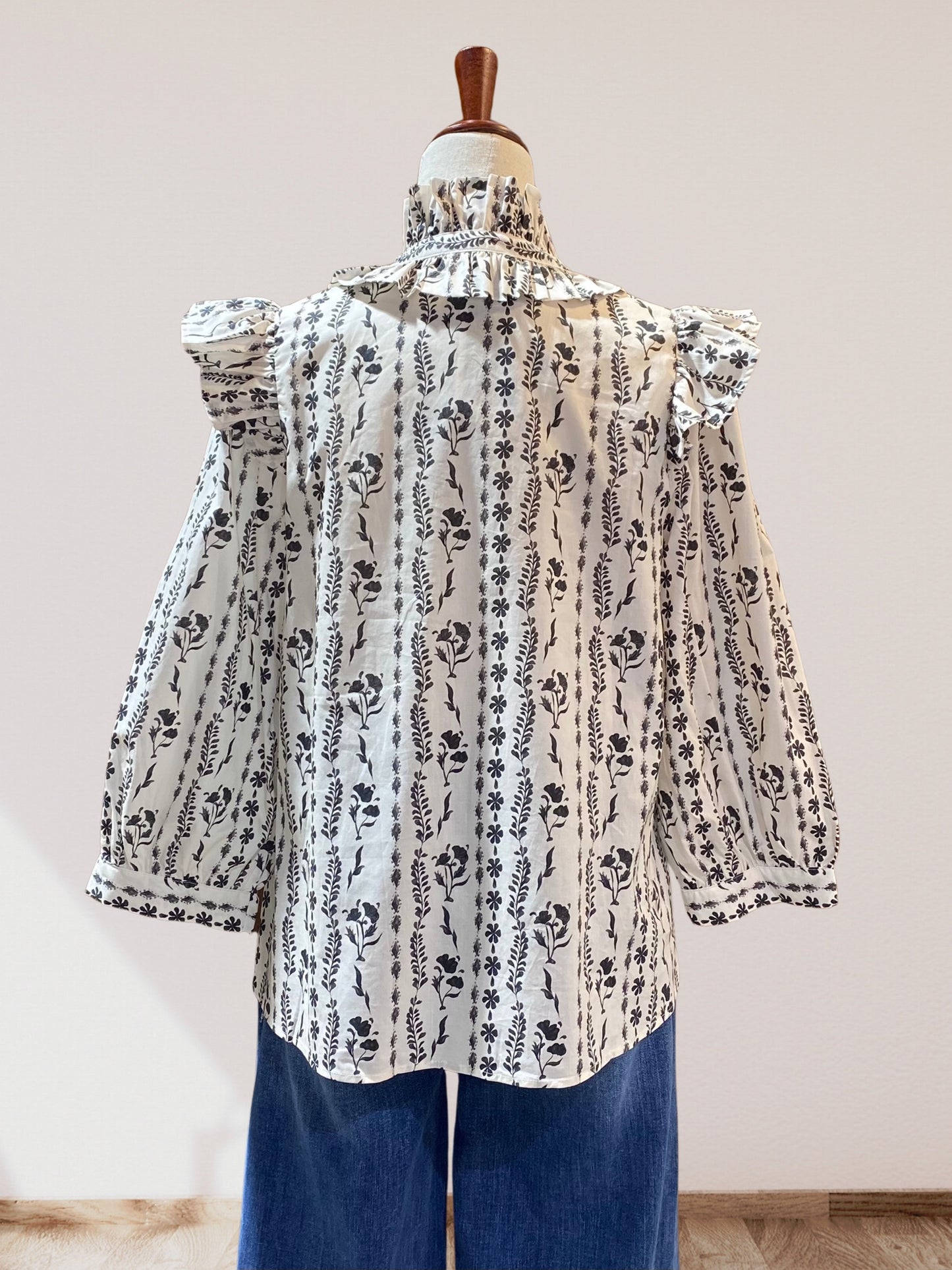 Ruffle Neck Floral Top