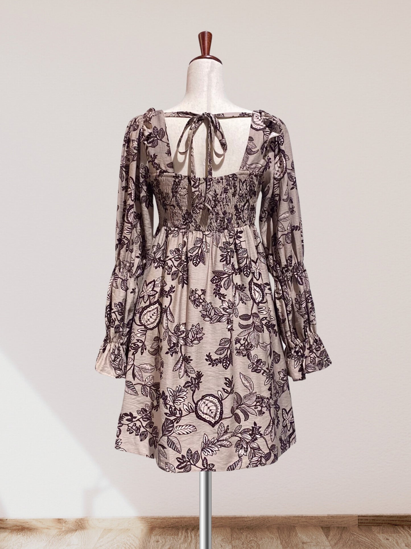 Floral Print Taupe Dress