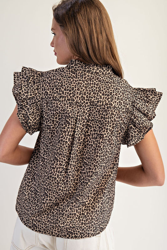 Leopard Print Button Down Top