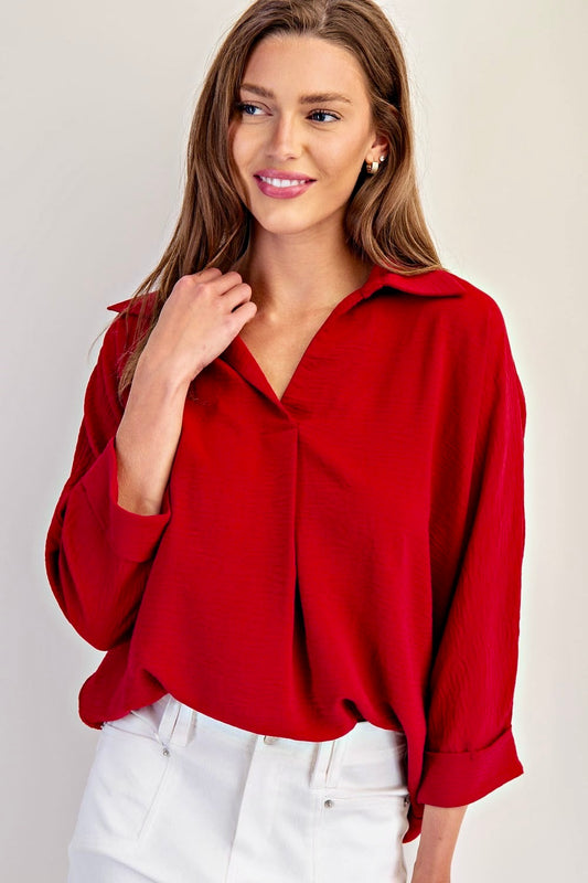 Collared 3/4 Sleeve Top