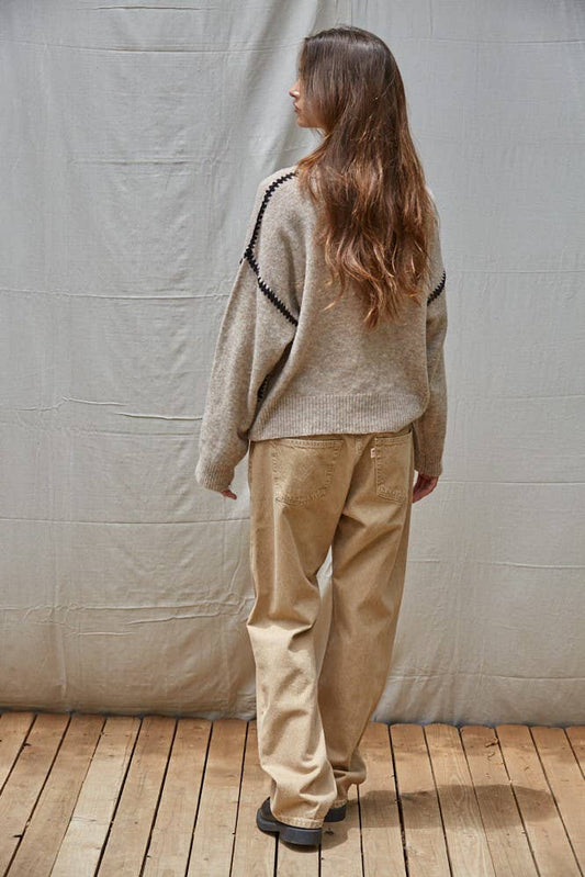 Knit Sweater Stitch Detailed Sweater