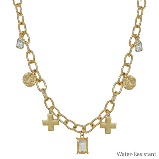 Oval Chain with Cross  Charms 16"-18" Chain Necklace