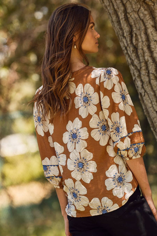 Floral Printed 3/4 Sleeve Top