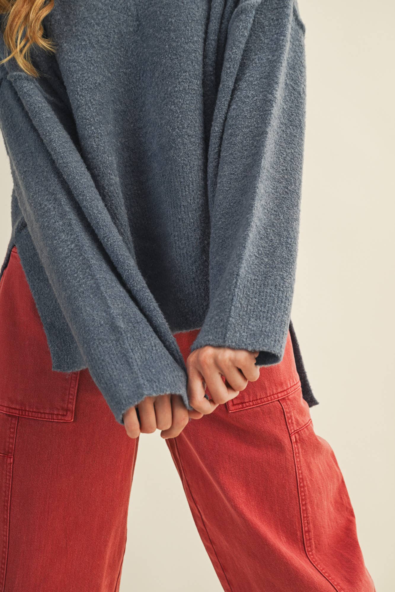 Oversized V Neck Sweater Top