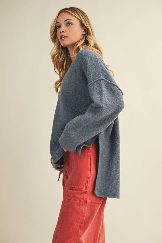 Oversized V Neck Sweater Top