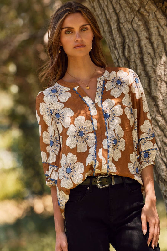 Floral Printed 3/4 Sleeve Top