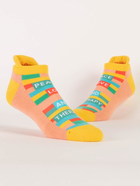 "Peace Love & Therapy" Sneaker Socks