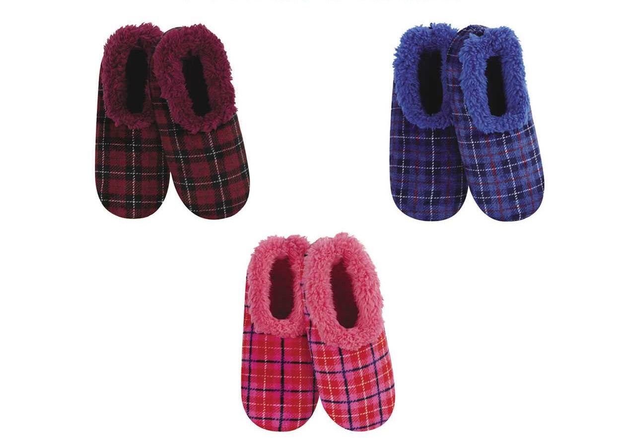 Snoozies Velour Plaid