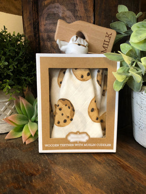 Wooden Teether with Muslin Cuddler