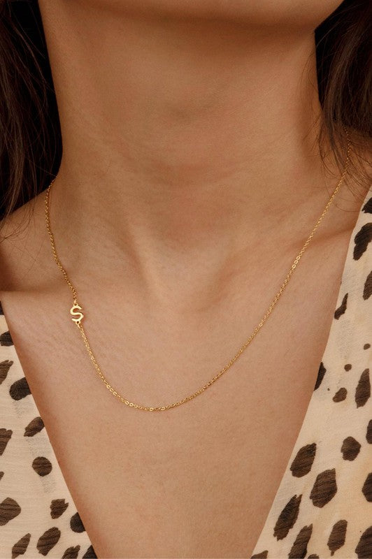 Dainty Sideways Initial Necklace