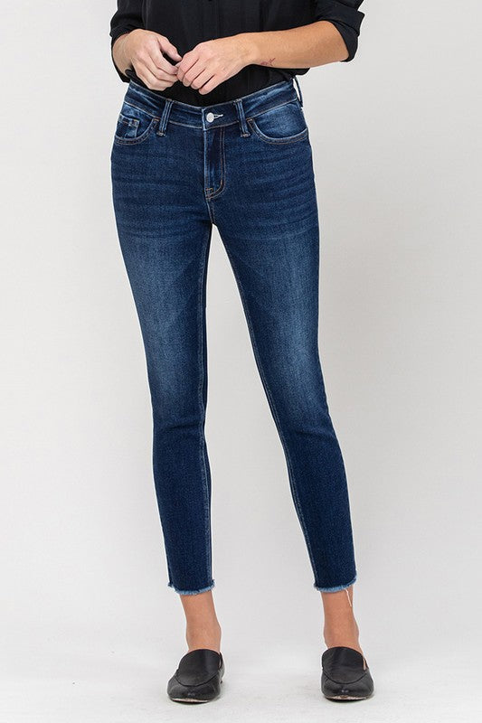 Mid Rise Raw Hem Crop Skinny by Vervet