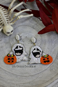 Halloween Ghost Beaded Earrings