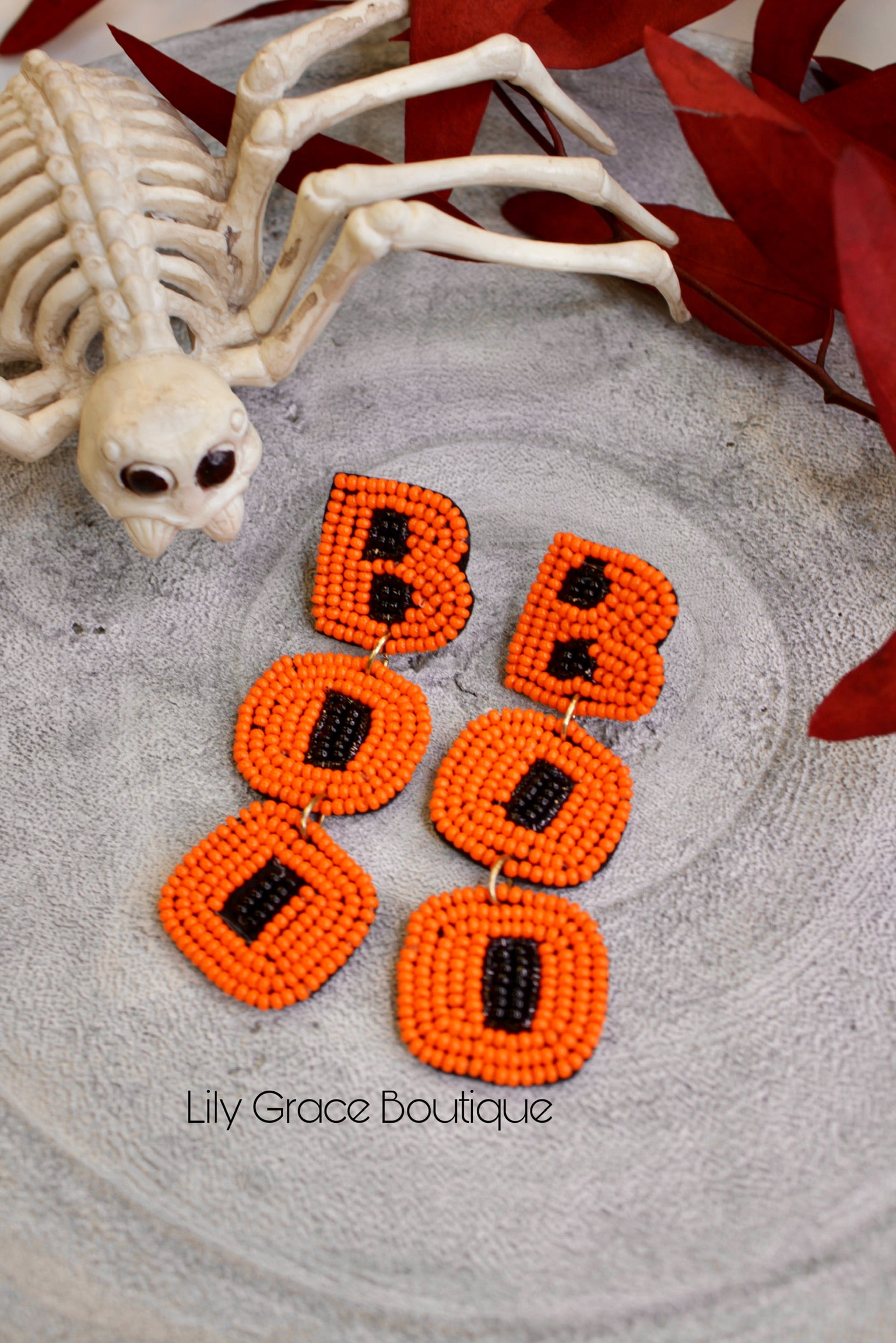 "Boo" Linked Beaded Earrings