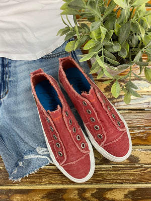 Cherry Smoked Canvas Play Sneaker by Blowfish