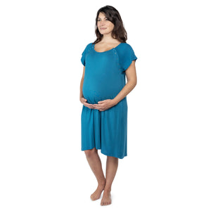 Blue Maternity Mommy Labor and Delivery/ Nursing Gown