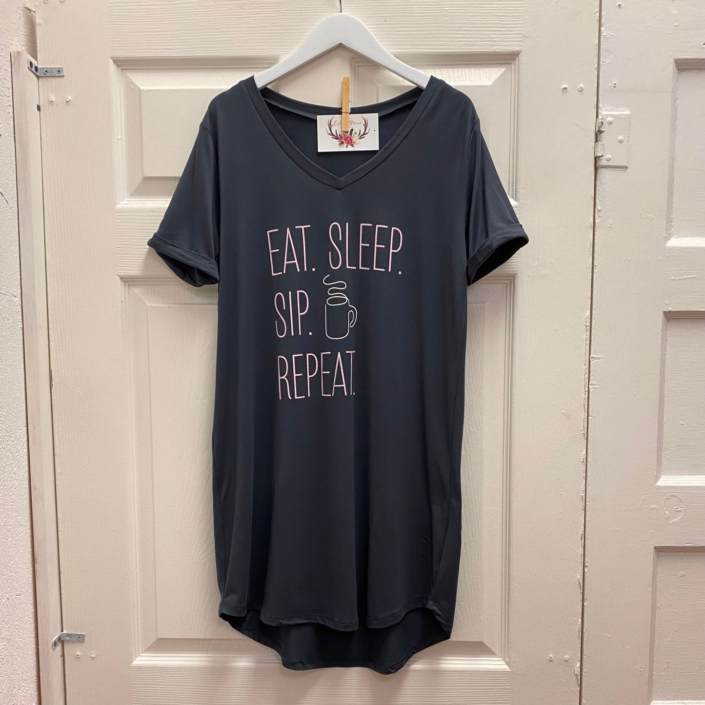 "Eat Sleep Sip Repeat" Sleep Shirt