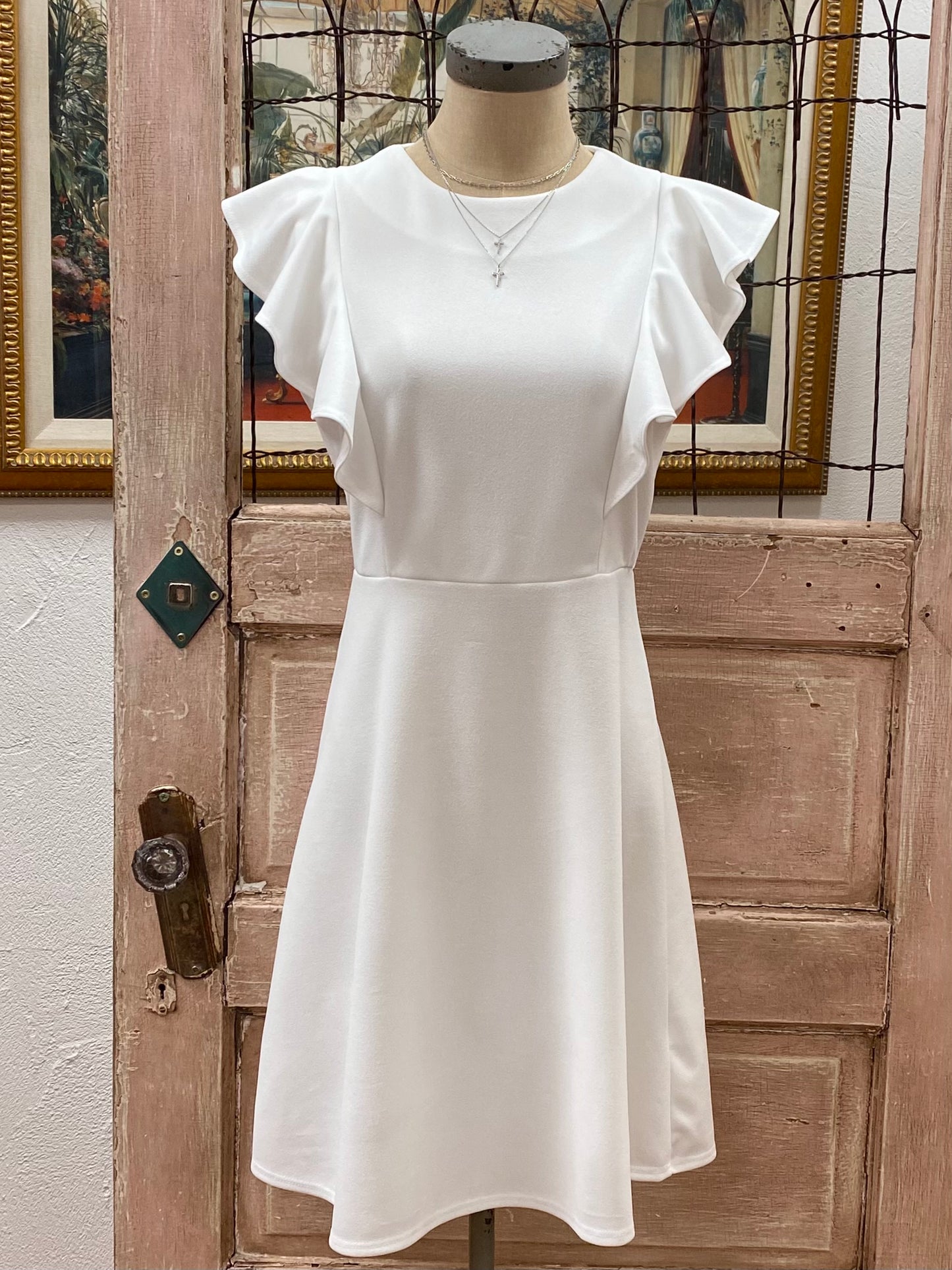 Ruffle Sleeve A-line Dress