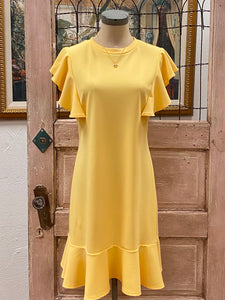 Solid Yellow Ruffle Dress