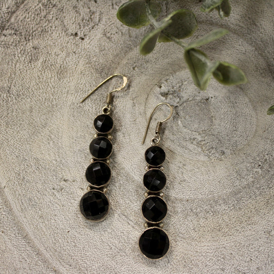 4 Stone Sterling Silver Drop Earrings