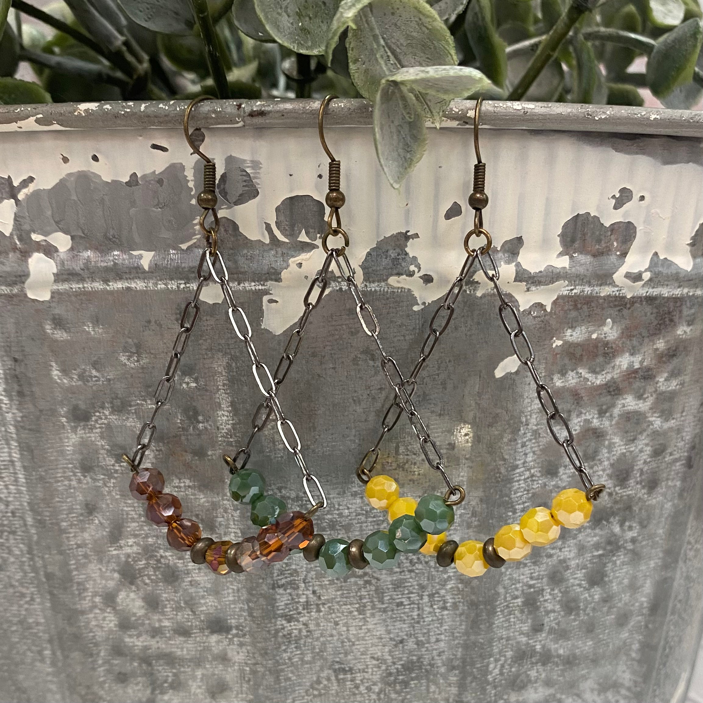 Tri Arch Beaded Earrings